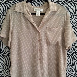 Sheer Cream Polka Dot Top
